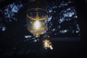 Photo Japanese tree branch ball table lamp